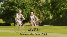  Presentation with active lifestyle - Presentation featuring sports - active old age people background and a gold colored foreground