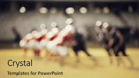  Presentation with football game security - Amazing PPT layouts having college sports - american football game backdrop and a yellow colored foreground