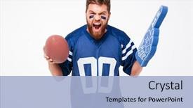  Presentation with angry - Amazing slides having sports - angry bearded male fan screaming backdrop and a light blue colored foreground