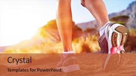  Presentation with athlete - Cool new presentation theme with sports - athlete running sport feet backdrop and a red colored foreground