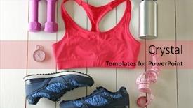  Presentation with water bottle - Amazing slide set having women s sports - athlete's set with female clothing backdrop and a red colored foreground