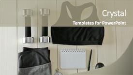  Presentation with water bottle - Colorful PPT theme enhanced with womens sports - athlete's set with female clothing backdrop and a mint green colored foreground