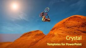  Presentation with sand dunes - Amazing slides having sports - biker rides on road backdrop and a crimson colored foreground