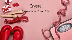  Presentation with red grey - Slides having sports - boxing gloves skipping rope scales background and a lemonade colored foreground