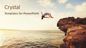  Presentation with cliff - Slide set with sports - cliff jumping into the ocean background and a cream colored foreground