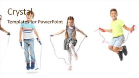  Presentation with sports children - Presentation theme featuring sports - collage of children with jumping background and a cream colored foreground