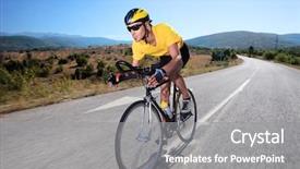  Presentation with cyclist - Slides enhanced with sports - cyclist riding a bike background and a gray colored foreground