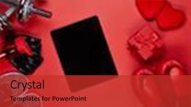  Presentation with water bottle - Slide set with gloves rope bottle for water background and a red colored foreground