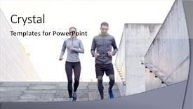  Presentation with lifestyle - Beautiful presentation design featuring sports - fitness sport exercising people backdrop and a pink colored foreground