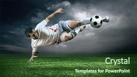  Presentation with ball sports - PPT theme consisting of sports - football player with ball background and a tawny brown colored foreground