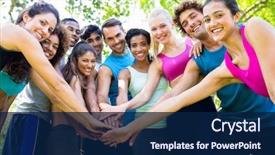  Presentation with friends - Theme consisting of sports - group of friends putting their background and a navy blue colored foreground