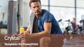  Presentation with energy drink - Audience pleasing slide set consisting of sports - handsome young man holding bottle backdrop and a tawny brown colored foreground
