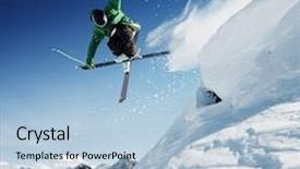  Presentation with sports - Slides with sports - jumping skier background and a light blue colored foreground