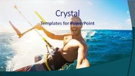  Presentation with extreme - Theme with sports - kiteboarding fun in the ocean background and a sky blue colored foreground