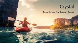  Presentation with kayak - Presentation theme enhanced with sports - lady paddling the kayak background and a lemonade colored foreground