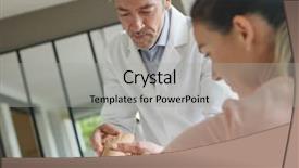  Presentation with physiotherapist - Presentation enhanced with women s sports - mature physiotherapist working on patient's background and a light gray colored foreground