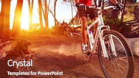  Presentation with active lifestyle - Audience pleasing PPT layouts consisting of sports - mountain bike cyclist riding single backdrop and a tawny brown colored foreground