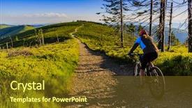  Presentation with woman sport - Presentation design consisting of sports - mountain biking women riding background and a tawny brown colored foreground