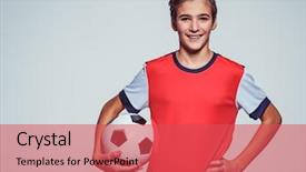  Presentation with sportswear - Cool new presentation design with sports - photo of smiling teen boy backdrop and a red colored foreground