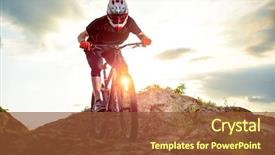  Presentation with cyclist - PPT theme having sports - professional cyclist riding the bike background and a tawny brown colored foreground