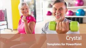  Presentation with gym - PPT layouts consisting of sports - senior couple exercising in gym background and a coral colored foreground