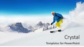  Presentation with alpine - Cool new presentation with sports - skier on piste running downhill backdrop and a light gray colored foreground