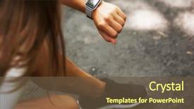  Presentation with smart - Beautiful slides featuring women s sports - smart watch on the woman's backdrop and a tawny brown colored foreground