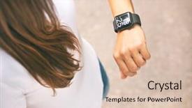  Presentation with smart - Audience pleasing slides consisting of women s sports - smart watch on the woman's backdrop and a soft green colored foreground