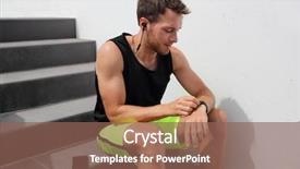  Presentation with online app - Presentation featuring sports - smartwatch runner man checking progress background and a violet colored foreground