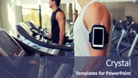  Presentation with treadmill - Theme featuring sports - sport fitness lifestyle technology background and a ocean colored foreground