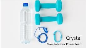  Presentation with water bottle - Theme consisting of sports - sport healthy lifestyle and objects background and a white colored foreground