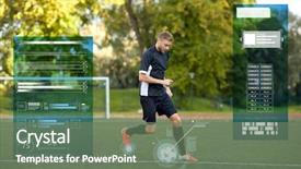  Presentation with football field - Colorful presentation theme enhanced with sports - sport technology and people concept backdrop and a gray colored foreground