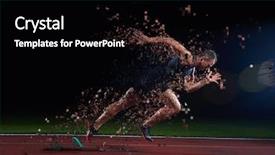  Presentation with blocks - Colorful presentation theme enhanced with sports - sprinter leaving starting blocks backdrop and a black colored foreground
