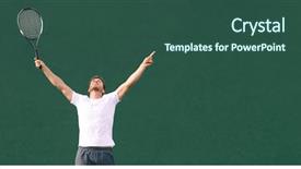  Presentation with win win - Slide deck having sports - tennis player man winning cheering background and a ocean colored foreground
