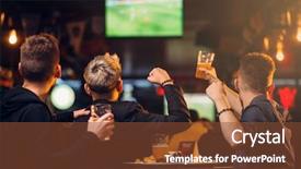 Presentation with bar - Audience pleasing PPT theme consisting of sports - three men watches football backdrop and a tawny brown colored foreground