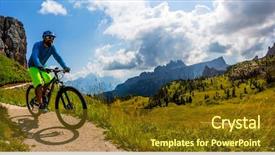  Presentation with adventure sports man - Slides having adventure sports - tourist cycling in cortina d'ampezzo background and a tawny brown colored foreground