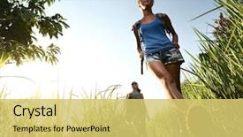  Presentation with backpacks - PPT layouts enhanced with sports - two young ladies with backpacks background and a yellow colored foreground