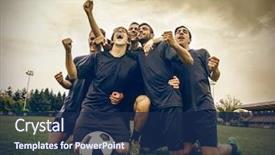  Presentation with win win - Presentation design with sports - win for the team background and a navy blue colored foreground