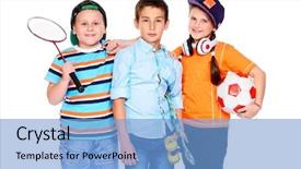  Presentation with sports children - Amazing slide deck having sports and activities for children backdrop and a light blue colored foreground