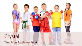  Presentation with sports children - Beautiful presentation featuring sports and activities for children backdrop and a lemonade colored foreground