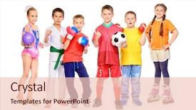  Presentation with sports children - Slide set enhanced with sports and activities for children background and a lemonade colored foreground