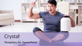  Presentation with food supplements - Slide deck consisting of sports and healthy lifestyle concep background and a light blue colored foreground