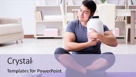 Presentation with food supplements - Presentation design with sports and healthy lifestyle concep background and a  colored foreground