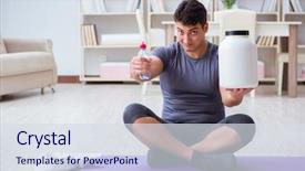  Presentation with food supplements - Slide deck featuring sports and healthy lifestyle concep background and a  colored foreground