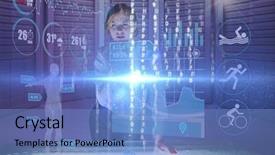  Presentation with human body - Presentation theme consisting of sports and human body background and a teal colored foreground