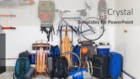  Presentation with messy - PPT theme having equipping - sports and travel gear background and a light gray colored foreground