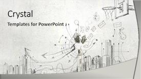  Presentation with architecture - Cool new PPT layouts with sports architecture - background image with sketches backdrop and a sky blue colored foreground