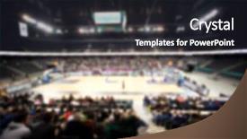  Presentation with sports arena - Audience pleasing slide set consisting of sports arena during a basketball backdrop and a dark gray colored foreground