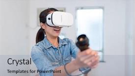  Presentation with video game 3d play games - Colorful presentation design enhanced with sports ars - thrilled woman play game backdrop and a  colored foreground