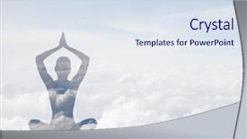  Presentation with travel concept silhouette - PPT theme enhanced with sports backgorund - meditating silhouette double exposure concept background and a sky blue colored foreground